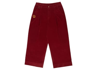 Men's drew house ultra wide corduroy pleated pant in Burgundy