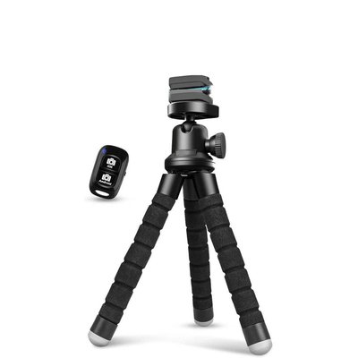 OBJLGEV Flexible Tripod for iPhone and Android Portable Small Tripod with Wireless Remote and Clip for Video Recording Black