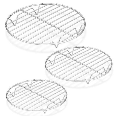 Wudkey 7.5/9/10.5 in. Round Cooling Rack Set, Stainless Steel Baking Cooling Steaming Grilling Rack, Oven and Dishwasher Safe