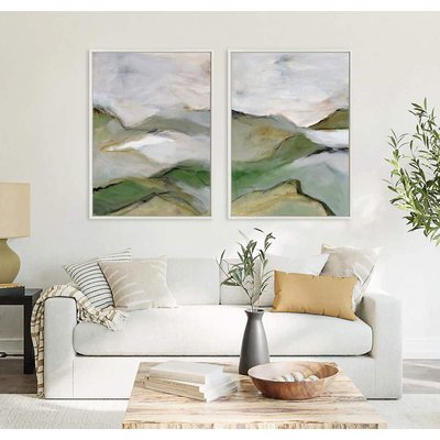 Kate and Laurel Sylvie "Whispers of the Hills 1 and 2" by Nikita Jariwala 2 Piece White Framed Art Print Set 28 in. x 38 in.