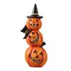 Glitzhome 14.25 in. H Halloween Lighted Stacked Resin Pumpkin Table Decor 2006200031