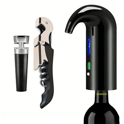 Wudkey Electric Wine Aerator and Dispenser Set with USB Recharge, Clean-Pour Spout, Self-Cleaning, Automatic Decanter Pourer
