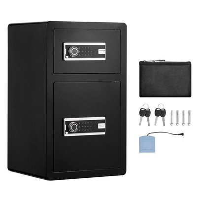 SKYSHALO Safe Box, 4.5 cu. ft. Safe Lock Box with Fireproof Bag and 2 Height Adjustable and Removable Divider for Money, Black