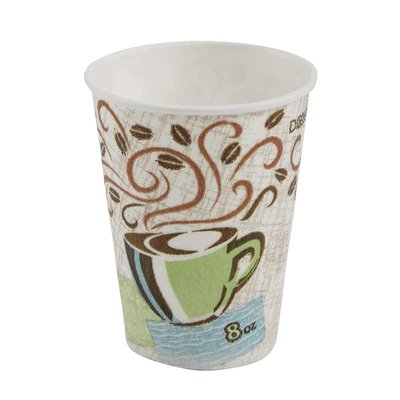 DIXIE PerfecTouch 8 oz. Disposable Paper Cups, Hot Drinks, Coffee Haze Design, 50/Sleeve, 20 Sleeves/Carton