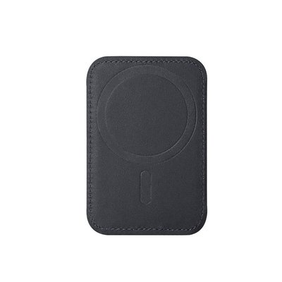 Yichuhaoxi Magnetic Phone Wallet Grip7 Cards Holder, Leather Minimalist Slim RFID 1-Slot, Black and Black