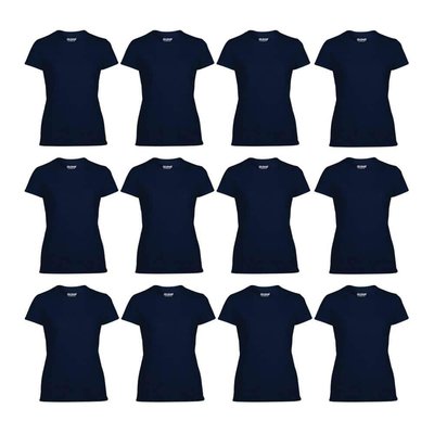 GILDAN Missy Fit Women's X-Small Adult Short Sleeve T-Shirt in Navy (12-Pack)