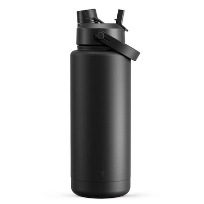 Wudkey 40 oz. Black Stainless Steel Insulated Water Bottle with 2-in-1 Straw and Spout Lid for Sports, Gym, Travel and School