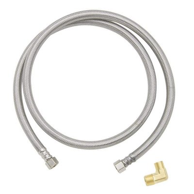 Plumbshop 3/8 in. Comp. x 3/8 in. Comp. with 3/4 in. Garden Hose Elbow x 48 in. Braided Stainless Steel Dishwasher Connector