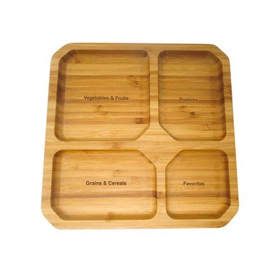 Trademark Innovations Portion Control Natural Bamboo Plate Container for Diet and Weight Loss