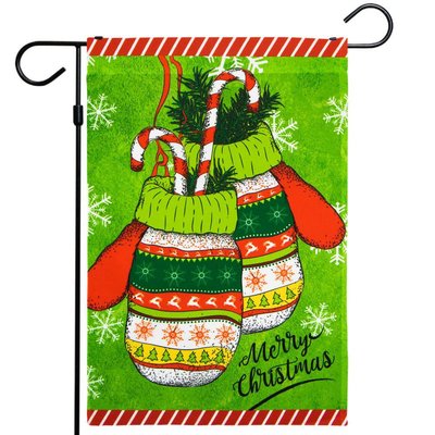 G128 1 ft. x 1.5 ft. Polyester Christmas Mittens 2-Sided Garden Flag Printed Blackout