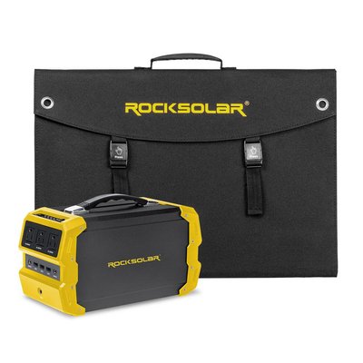 ROCKSOLAR Nomad 400-Watt Powe Station Plus 100-Watt Foldable Solar Panel Solar Generator Kit