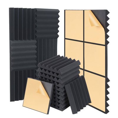 Laybus 24 Pack 12 in. x 12 in. x 2 in. Wedge Panels Acoustic Panels, Sound Proof Foam Panels with Self-Adhesive for Home Office
