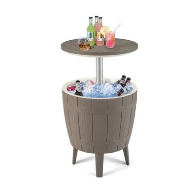 Clihome 10 gal. Cooler Bar Table Outdoor Coffee Table Ice Bucket with Telescopic Tabletop for Beer and Wine