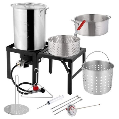 Karl home 30qt. Turkey Fryer and 10qt. Fish Fryer Kit with Propane Stove and Foldable Side Table