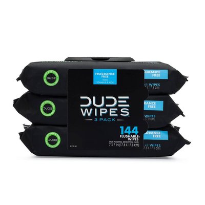 Dude Wipes Dispenser Pack - Flushable Cleaning Wipes (144)