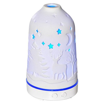 HOMCOM 100 ml Ultrasonic Aromatherapy Diffuser 7-Colors LED Lights Timer Essential Oils Humidifier with Ceramic Cover