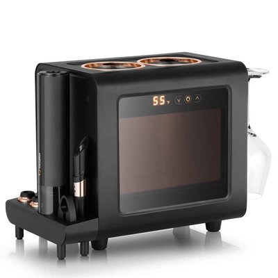 Ca'Lefort 2-Bottle Electric Cellar, 3-in-1 Black Wine Chiller Set, Auto Opener and Crystal Glasses, Christmas Gift Set