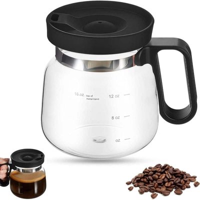 Numhew 16 oz. Coffee Pot Mug with Spill Proof Lid for Coffee Lovers, Heatproof Glass, Large Capacity, Pack of 1