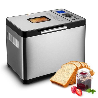 SVOPES Bread Maker, 2LB 19-in-1 Dough Machine, Nonstick Ceramic Pan, Automatic, Gluten-Free, Digital Programmable, Sliver