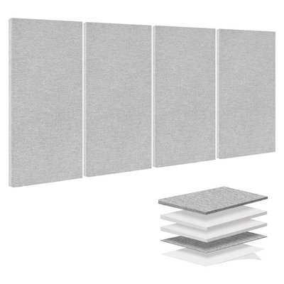 UUDULY 23.6 in. T x 1 ft. x 1 ft. Grey Polyester Sound Absorbing Panel Self-Adhesive for Studio Wall 4-Pack