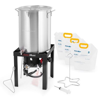outermust 30 qt. Turkey Fryer and Burner Set Turkey Deep Fryer 50,000 BTU with Oil Bags