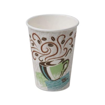 DIXIE PerfecTouch 12 oz. Disposable Paper Cups, Hot Drinks, Coffee Haze Design, 50/Sleeve, 20 Sleeves/Carton