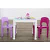 Humble Crew Playtime 3-Piece White/Pink/Purple 2-in-1 Plastic Lego-Compatible Kids Activity Table and 2-Chairs Set CT376
