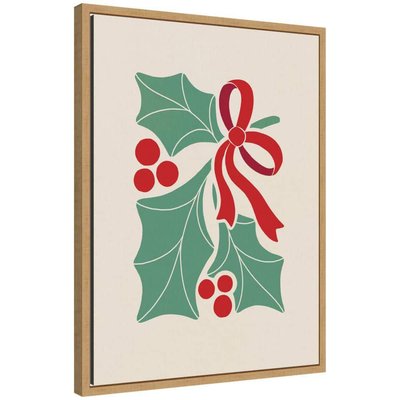 Kate and Laurel Sylvie "Christmas Icons Prima Set Nouveau Holly" by Dominique Vari Framed Holiday Art Print 18 in. x 24 in.