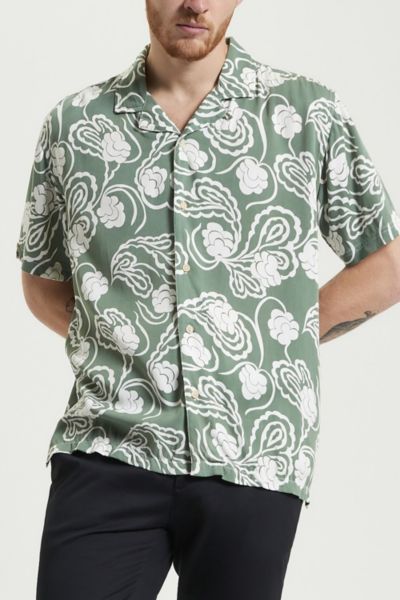 Ben Sherman Paisley Swirl Print Casual Button Down Shirt Top in Pale Khaki, Men's at Urban Outfitters