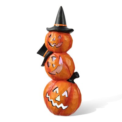 Glitzhome® 14" Lighted Halloween Stacked Resin Pumpkin Table DΓ©cor | 6" x 14.25" | Michaels®