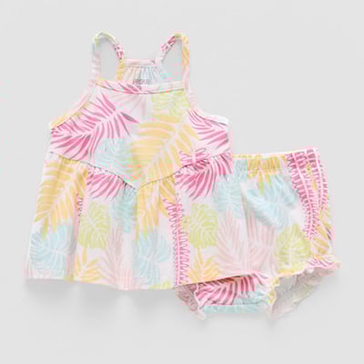 Okie Dokie Baby Girls Sleeveless 2-pc. Dress Set, Nb-0m, White