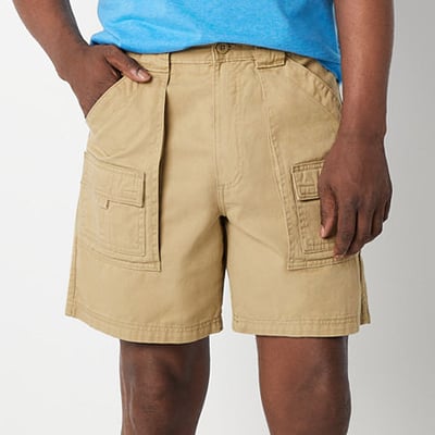 ST. JOHN`S BAY St. John's Bay Hiking Mens 7" Mid Rise Stretch Fabric Cargo Short, 29, Brown