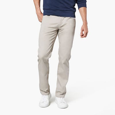 Dockers Jean Cut Khaki All Seasons Tech Mens Comfort Waistband Straight Straight Fit Flat Front Pant, 30 32, Beige