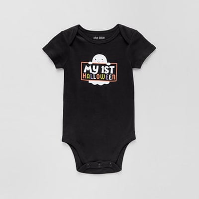 Okie Dokie Halloween Baby Girls Round Neck Short Sleeve Bodysuit, 3 Months, Black