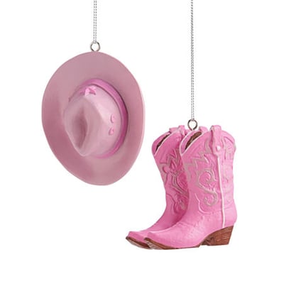 North Pole Trading Co. Pink Cowboy Boots And Hat Christmas Ornament, One Size, Pink