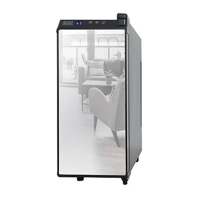 BLACK+DECKER 12 Bottle Wine Cellar Thermoelectric with LED Display and Mirror Door, One Size, Black