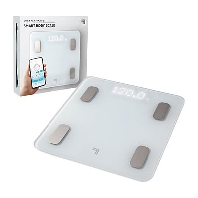 Sharper Image Digital Bathroom Scale, Tracks Body Fat & BMI, Bluetooth/Android/ iOS App Compatible, One Size, White