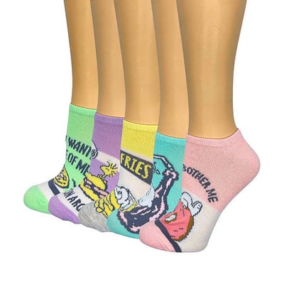 Licensed Properties Womens Multi-Pack 5 Pair Peanuts Snoopy Low Cut Socks, 9-11, Pink - Explore this product in more detail!
