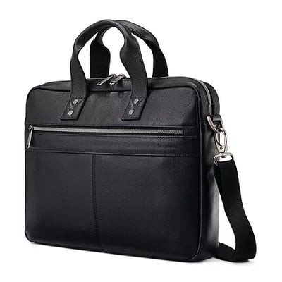 Samsonite Slim Classic Leather Business Briefcase, One Size, Black