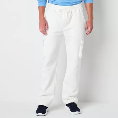 Xersion Utilitiy Mens Regular Fit Active Cargo Pant, Small, White