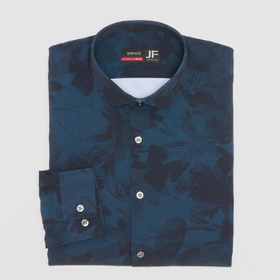 J. Ferrar 360 Stretch Mens Slim Fit Wrinkle Free Long Sleeve Dress Shirt, 14-14.5 32-33, Blue