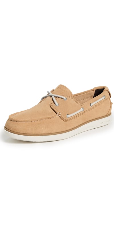 Cole Haan Grandpro Windward Boat Shoes Biscuit Suede/Silver Birch 13