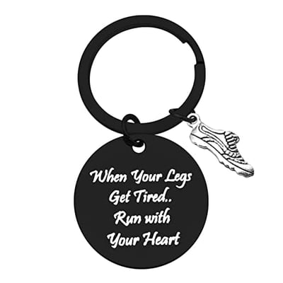 Runner Gifts for Women Men Fitness Gym Gift When Your Legs Get Tired Run with Your Heart Keychain Trainer Gift Get Fit Running Workout Gift Inspirational Gifts for Girls Boys Daughter Son