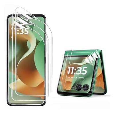 AFENGBOX 3 Pack for Motorola Razr 2025/2024 Screen Protector,[3 Main Screen + 3 Front Screen],Razr 2025/2024 HD TPU Shield Anti Scratch Bubble Free Screen Protector for Moto Razr 2025/2024,Clear