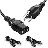 CYD 6FT Black Power Cord, 10A 125V 18AWG Power Cable for PC for Computer Tower, LCD Display, Inkjet Printer, Server Rack, Stage Light, Audio Interface, Video Projector, Gaming Console, 2 Pack