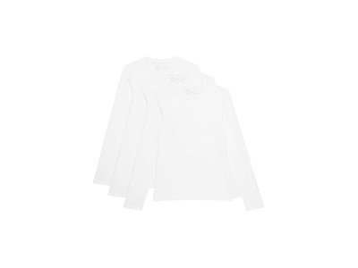 PACT Cool Stretch Long Sleeve Crew Undershirt 3-Pack (White) Men's Long Sleeve Pullover