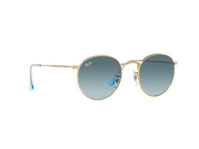 Ray-Ban 0RB3447 Round Metal (Gold/Blue Gradient Grey) Fashion Sunglasses