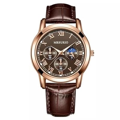 Minxie Men's Analog Swiss Quartz Watch with Faux Leather Strap M-W1