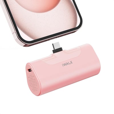 iWALK Portable Charger for iPhone 17/16/15 USB-C Small Power Bank 20W 4,500mAh Fast Charging Battery Pack Compatible with iPhone 15/16/17 Plus/17 Pro/17 Pro Max, Samsung Galaxy S25/S24/S23 Android Pink 1