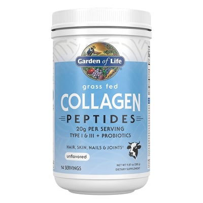 Garden of Life Grass Fed Collagen Peptides Powder Unflavored Collagen Powder for Women Men Hair Skin Nails Joints, Hydrolyzed Collagen Protein Supplements, Collagen for Women & Men, 14 Servings Unflavored 14 Servings (Pack of 1)